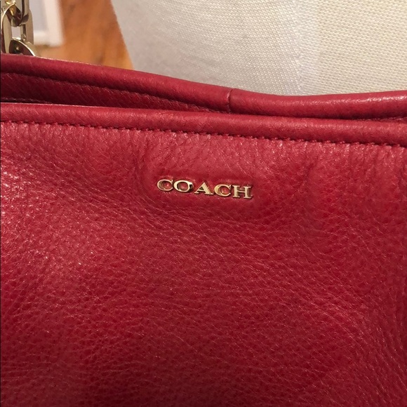 Red Coach Tote with Gold Hardware - Great Work Bag - Picture 2 of 10